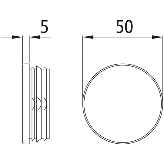 End plug f. tarpaulin tube Ø 50 mm, black polypropylene