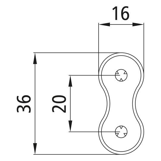 Rivet pad, hole spacing 20 mm, gray plastic