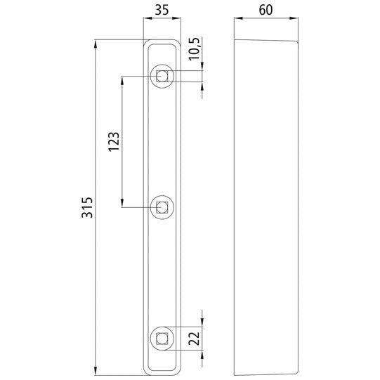 Rubber bumper 315 x 35 x 60 mm