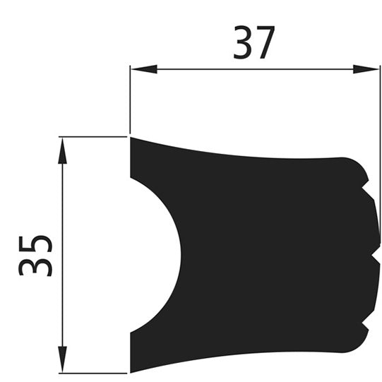 Stötskyddsprofil, PVC, 37 x 35 mm, 3000 mm, antracit