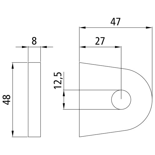 Saranan laakerisilmukka. 48 x 47 x 8 mm. 12.5 mm reikä. raaka