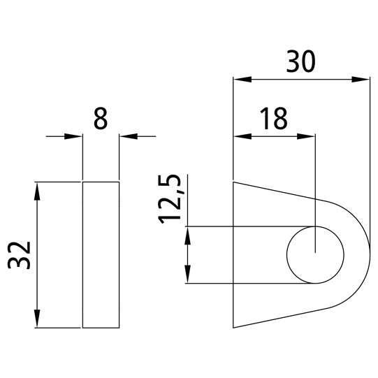 Saranan laakerisilmukka, 30 x 32 mm, raaka teräs.
