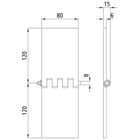 Oven sarana, suora, 80 x 120 x 6 mm, käsittelemätön, rasvanipalla