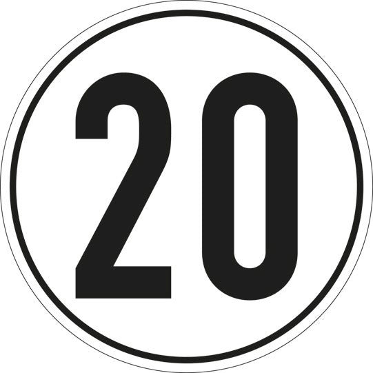 Speed sign, SK film, 200 mm, 20 km/h