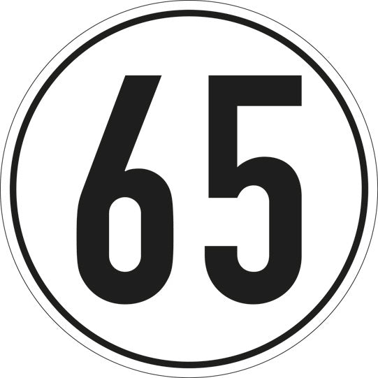 Speed sign, SK film, 200 mm, 65 km/h