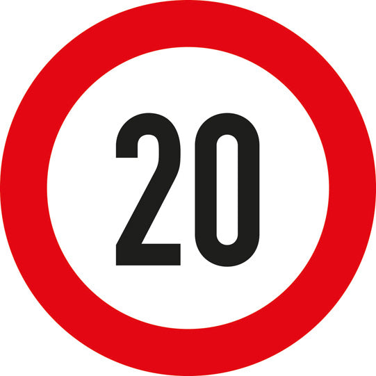 Speed sign, SK film, 200 mm, 20 km/h, red/white