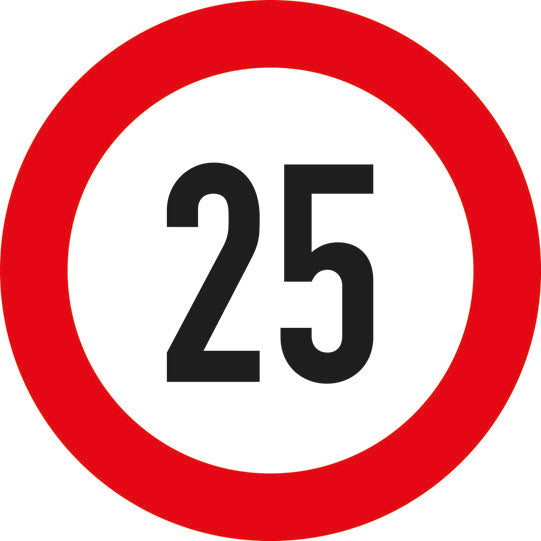 Speed sign, SK film, 200 mm, 25 km/h, red/white
