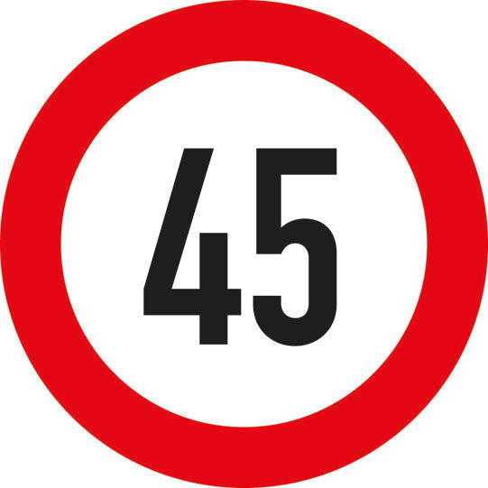 Speed sign, SK film, 200 mm, 45 km/h, red/white