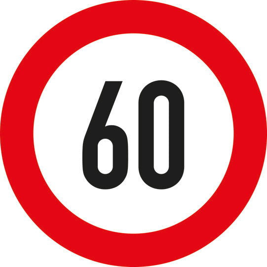 Speed sign, SK film, 200 mm, 60 km/h, red/white