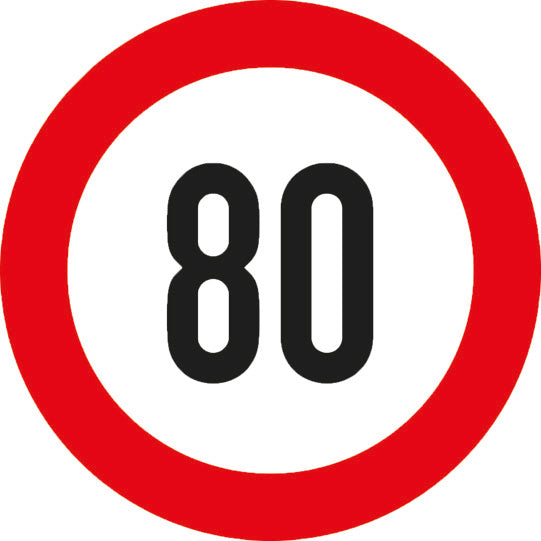 Speed sign, SK film, 200 mm, 80 km/h, red/white