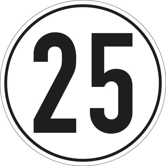 Speed sign, SK film, 200 mm, 25 km/h