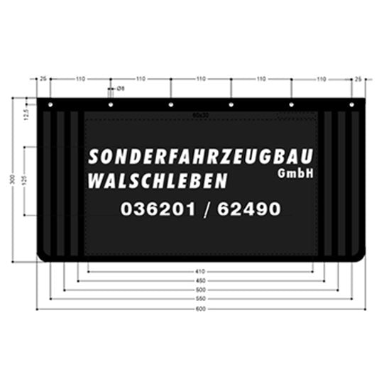 Mud flap, 600 x 300 mm, smooth