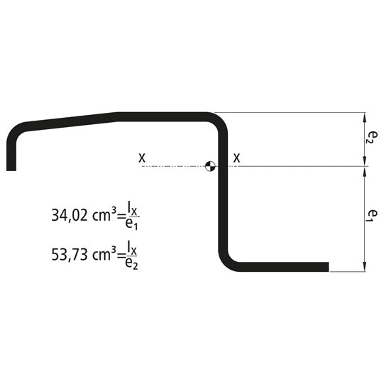 Kippiauton lattian runkoprofiili, raaka, S235JRG2, 6000 mm