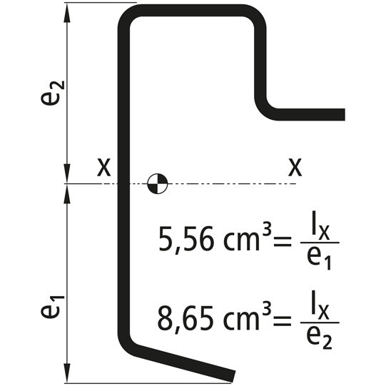 Platf.m floor frame profile, S235JRG2, untreated, 6300 mm, 70x2