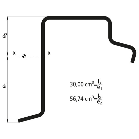Tippgolvsramprofil, obehandlad, 6300 mm, 110 x 30 x 4 mm