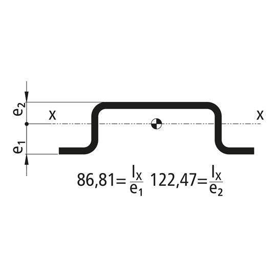 Mittstolpeprofil, S235JRG2, rå, 100 x 35 x 5 mm, 5 m