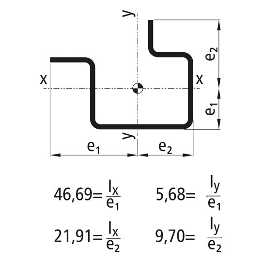 Corner stanchion profile, raw stl., 80 x 70 x 5 mm, 5 m