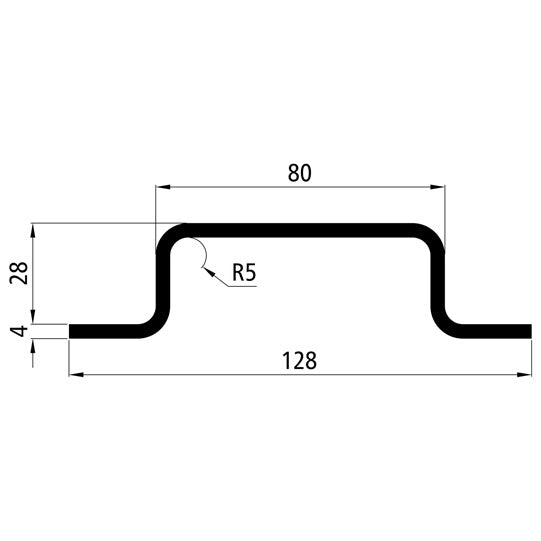 Keskipilariprofiili. S235JRG2. 80 x 28 x 4 mm. 5 m