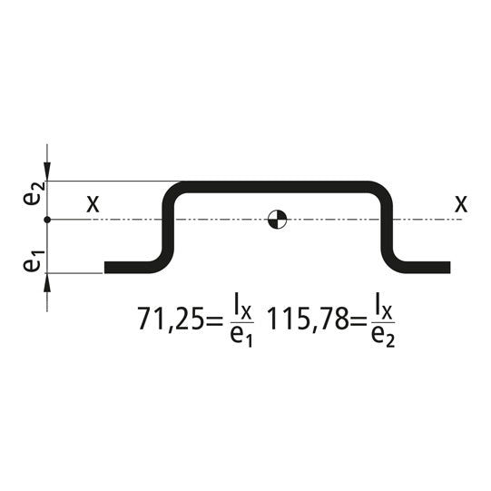 Centre stanchion profile, S235JRG2, raw, 100 x 26 x 4 mm, 5 m