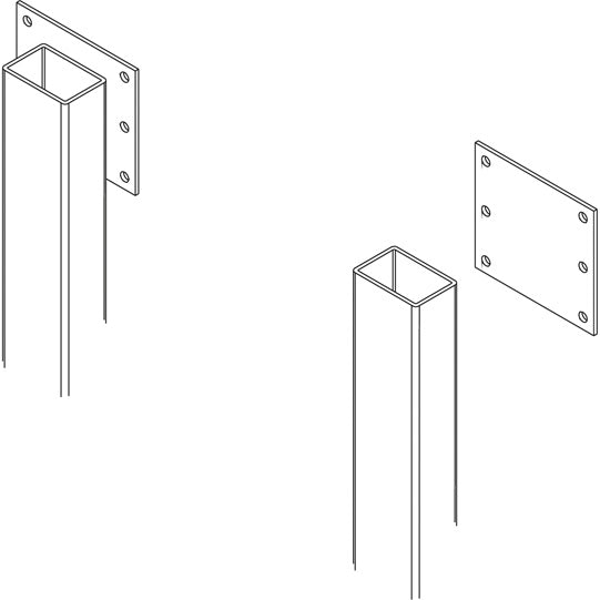 Screw-on plate, type 2026, 200 x 220 x 8 mm, 6 holes
