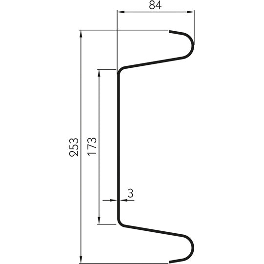 Steel underride guard, type 2430, 2400 mm, galvanised