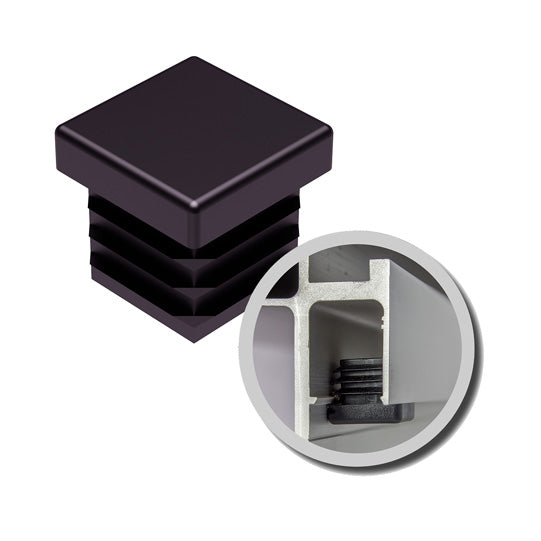 Plastic stopper 20 x 20 mm, black