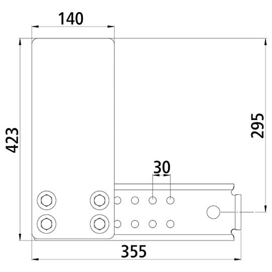 Yleiskäyttöinen kiinnikesarja jopa 5.5/8 t. pitkät varret. 355x140x423 mm
