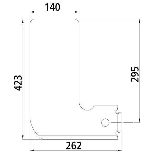 Universalfästesats, upp till 5,5/8 t, L-formad, 140x262x423 mm