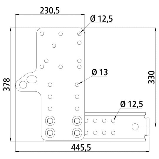 Bracket set for underride guard Iveco 35C to 70C long 445.5 mm