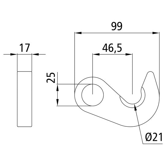 Locking hook, corresponds to H120 A/25, f. shaft Ø 25 mm, raw