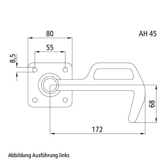 Box lock 256 B/size 2, R, galvanised stl.