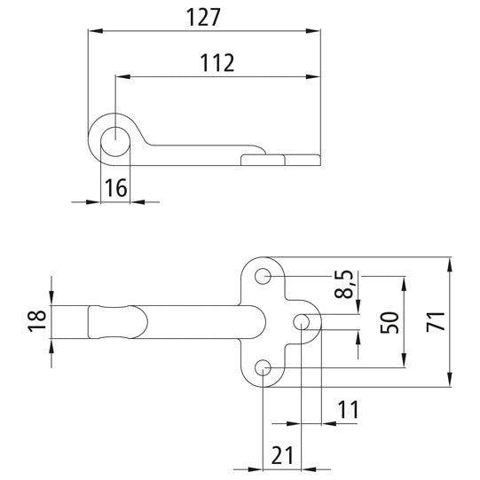 Vastatuki 257 A/koko 1. V = O. sinkitty teräs.