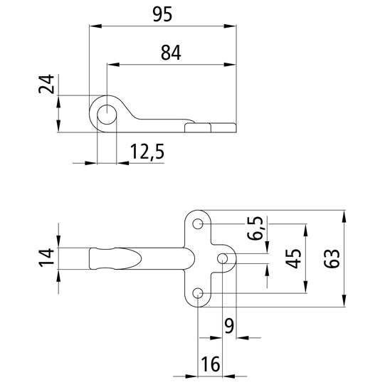 Ctrholder 257 A/size 0, L = R, galvanised stl.