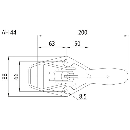 Eccentric lock AH27, w/ safety catch, galvanised stl.