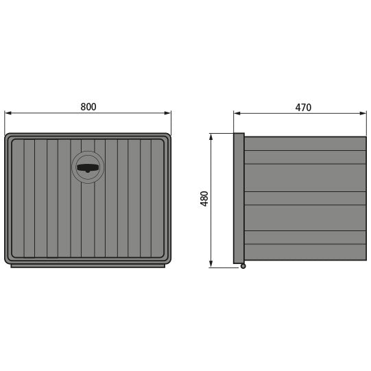 Nova 80 verktygslåda, PP, svart, 800 × 480 × 470 mm