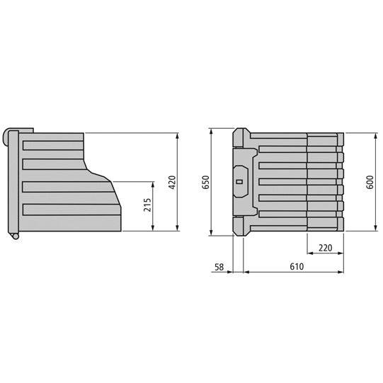 Tool box WK-FS 50 SG, PP, drop-down handle, 600×420/215×610/220