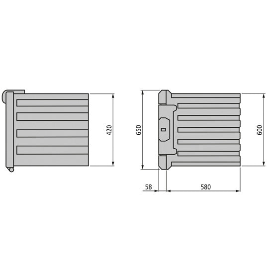 Tool box WK-FS 30 SG, PP, drop-down handle, 600/420/580 mm