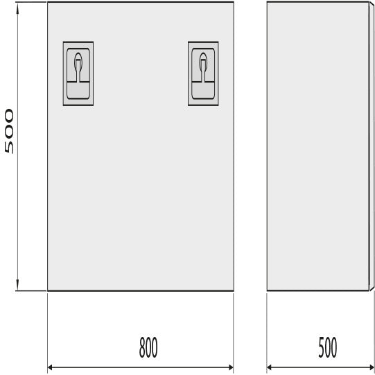 Wzk V2A, matt, 1,5 mm, 800 × 500 × 500, T-handtag