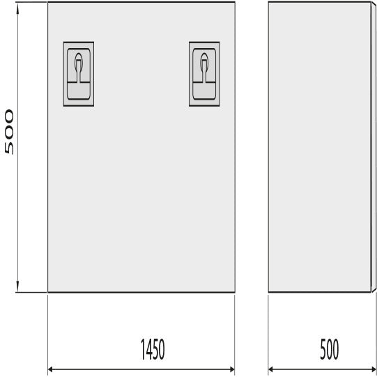 Wzk V2A, matt, 1.5 mm, 1450 × 500 × 500, T-handle