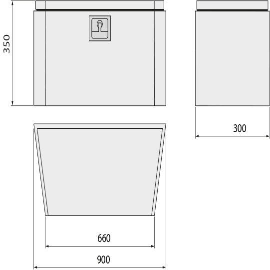 Wzk aluminium, 2/3 mm, 900 × 350 × 300, T-handtag