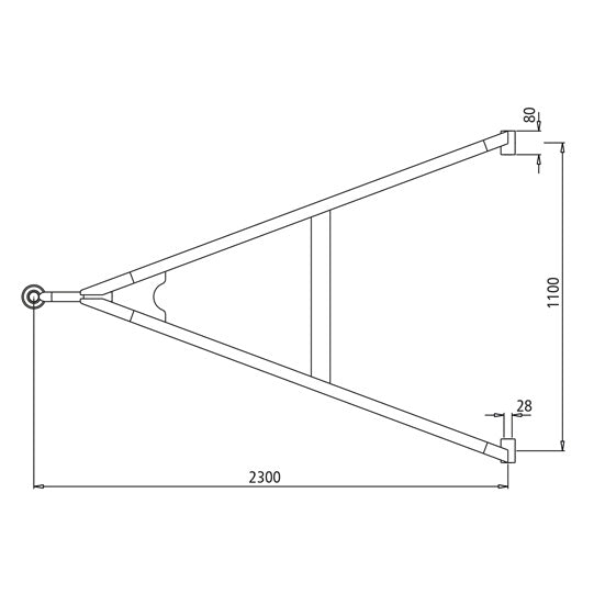 Drawbar 18 to UNP with brass bushing, length 2300 mm
