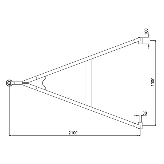 Drawbar 27 to UNP with brass bushing, length 2100 mm