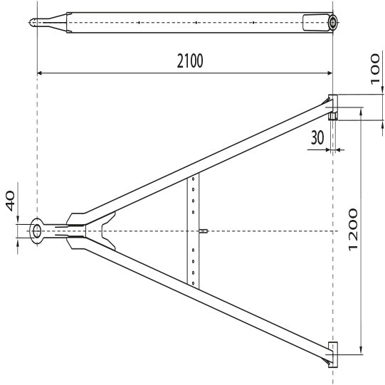 Drawbar GNZ 27 straight, UNP, MB, 2100/1200/100/30 mm, eye 40 m