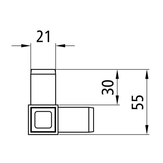 Muovinen kulma 20 mm alumiinisille pistoprofiileille