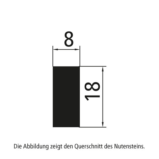 Side guard profile T-slot nut, 40x18x8 mm, thread M8x1.25, for 591160