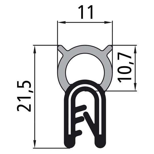 Edge protection profile, roll 50 m, clamping range 1-3 mm
