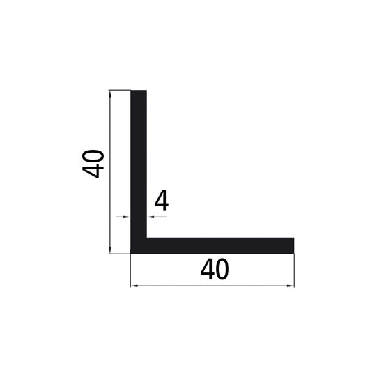 Aluminum angle profile 40x40x4mm, epoxy primed