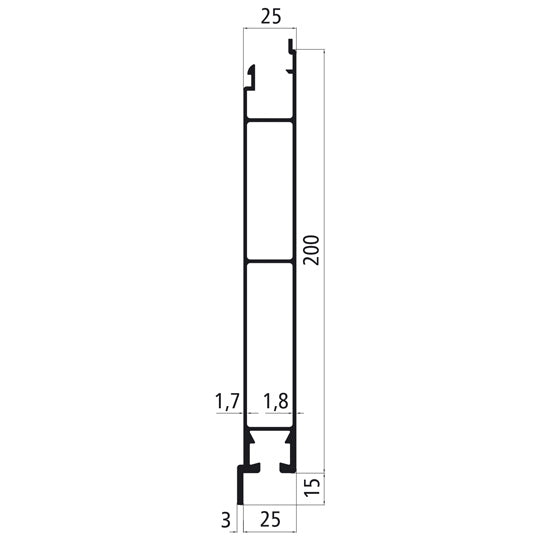 Aluminium 25 mm SL, 200 mm lower part w/ internal flag, epoxy p