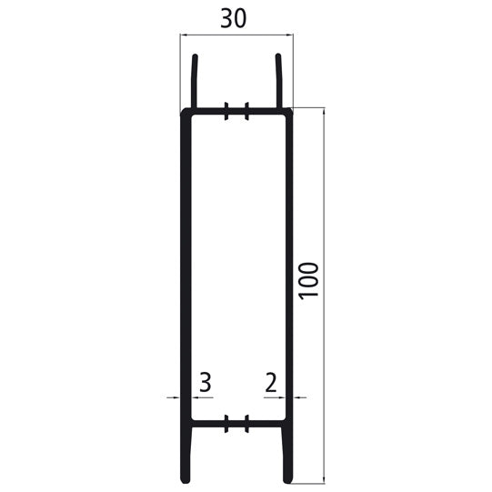 Aluminum 30 mm plug, 100 mm reinforced middle section