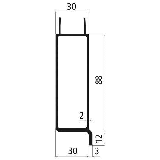 Aluminum 30 mm plug, 88 mm lower part with stop, pressbl.